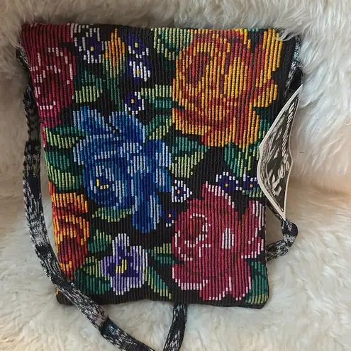 Unique Batik Embroidered Floral Crossbody Bag Red