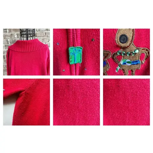 Tiara International Christmas Collection Reindeer Cardigan Sz L? Zippere…