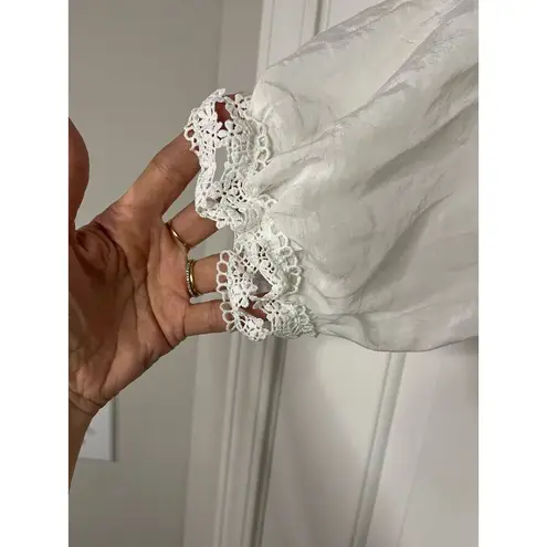 Elan Crochet Off or On The Shoulder Crop Top White coquette Cottage Core sz. XL