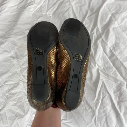 Theory Copper Snake Print Flats Women's 8.5 Brown