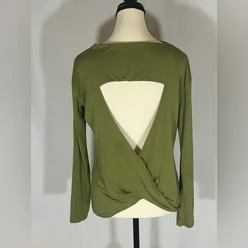 Lululemon Olive Green Open Back Long Sleeve Blouse