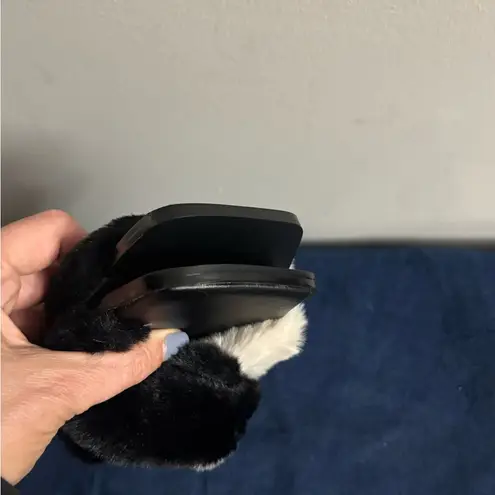 VHNY Criss Cross Fuzzy Flurry Cozy House Slides Warm Slippers for Indoor Outdoor Black Size 8