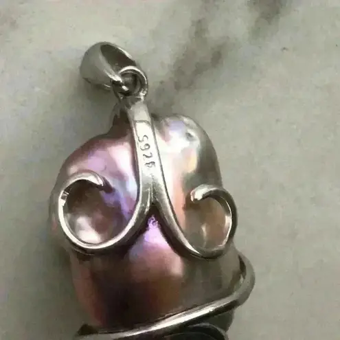 Stunning Baroque Pearl Orchid Pendant Silver