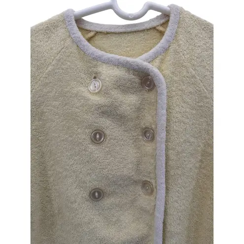 Vintage Terrycloth robe jacket double breasted beach pool vacation yellow medium