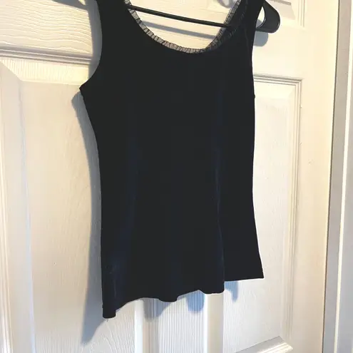 Black Velvet Tank Ruffle Trim Gothic XS Vamp Party