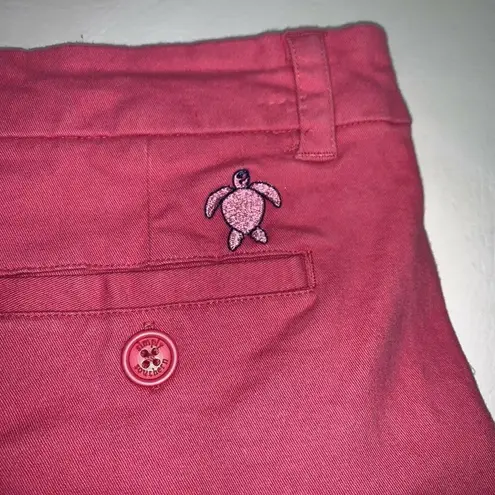 Simply Southern  Womens Chino Shorts Size 2 Pink Turtle Short Booty Cotton