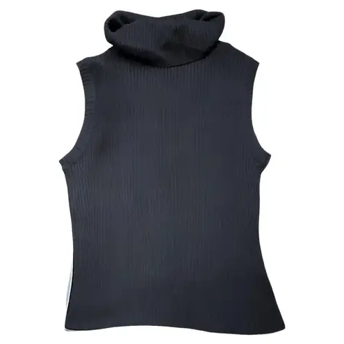Karen Kane Top Womens Black Sleeveless Ribbed Turtleneck Velour Stretchy Size ML