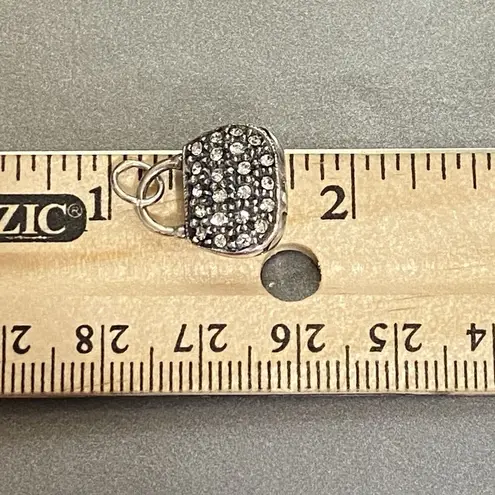 Sterling Silver And Clear Cz Purse Handbag Charm Pendant Open And Close