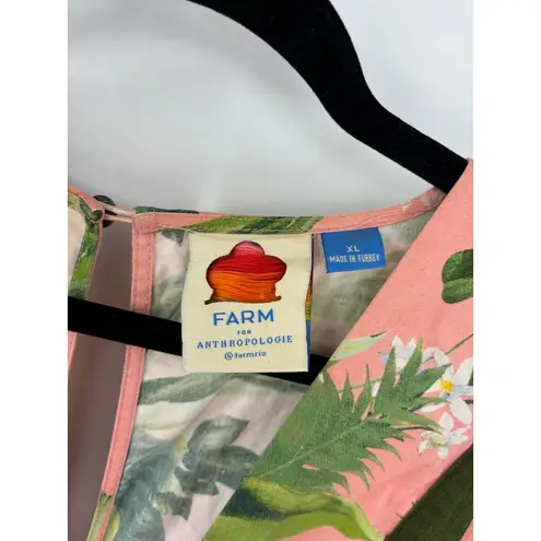 Farm Rio X Anthropologie Jumpsuit Womens XL Deep V Pink Palm Leaf Banana