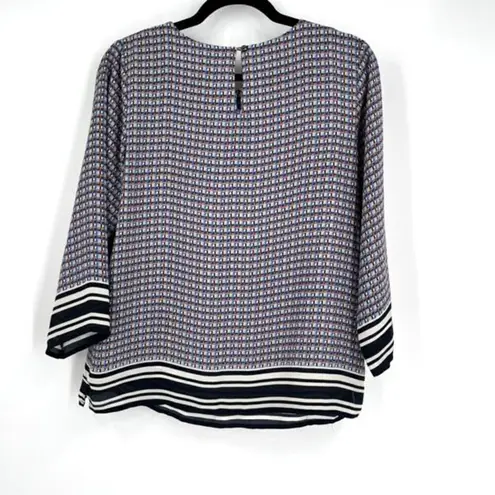 Violet+Claire Geometric Blouse Top Multicolor Career Casual Size M Coastal
