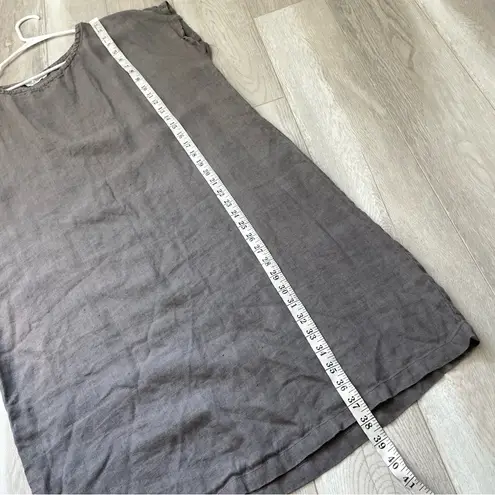 Pillow & Pajamas Dress linen knee length womens Gray (large) natural minimalist