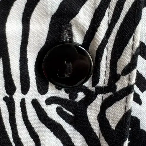 Vintage Zebra Print Lightweight Jacket, Black White Animal Print, Size 10.