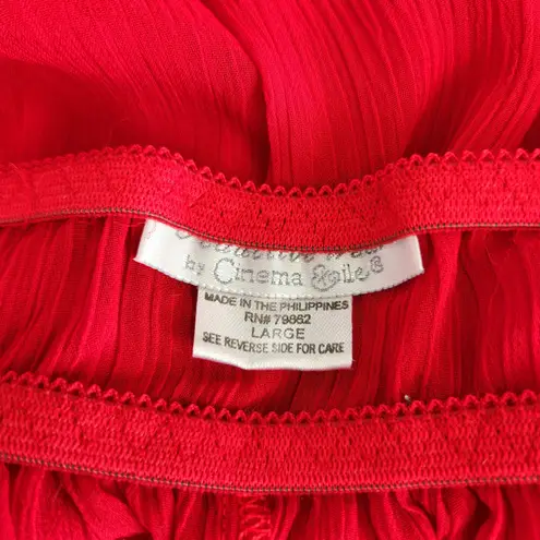 Y2K Vintage Red Babydoll Lingerie Nightie Chiffon Slip Dress Satin Bow L Size L