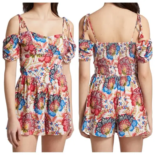 MISA Los Angeles NWT Misa Ruchika Floral Smocked back Romper in Amalfi botanical size XS
