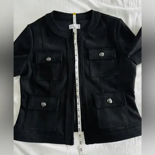 Carmen Marc Valvo Black Faux Suede Military Jacket Medium | Pockets