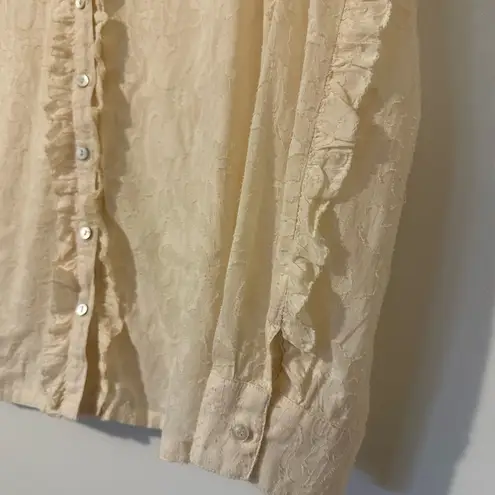Cleobella  Freya Button Down Embroidered Blouse Cream Small Womens
