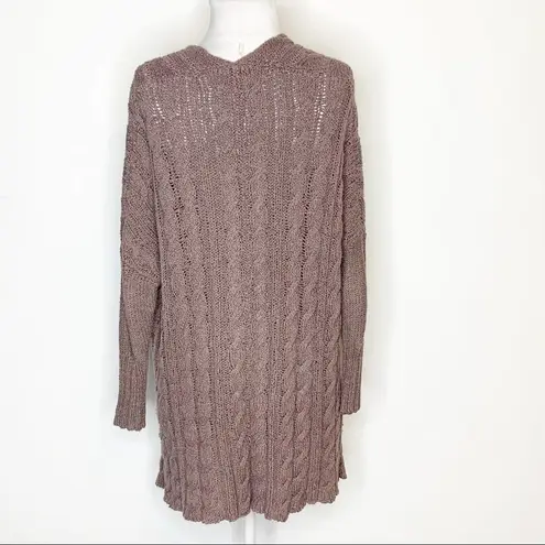 Free People  easy cable v neck sweater mushroom