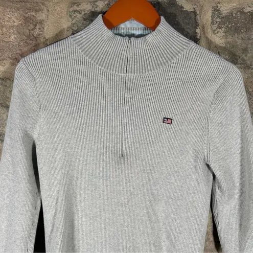 Polo Jeans Ralph Lauren Ribbed Half Zip Sweater Gray Women's Large Casual Retro