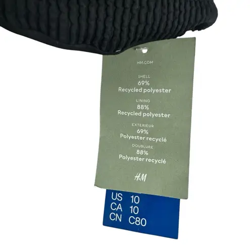 H&M NWT  Black Textured Tie Knot Bandeau Bikini Top Size 10 - Image 5