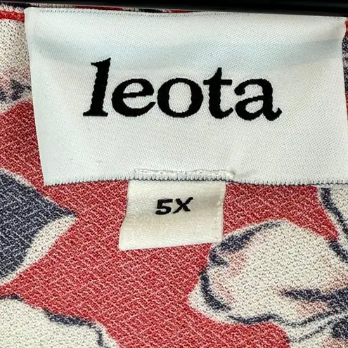 Leota Dress Women's 5X Red Floral Faux Wrap Surplice Neck Cottagecore Prairie