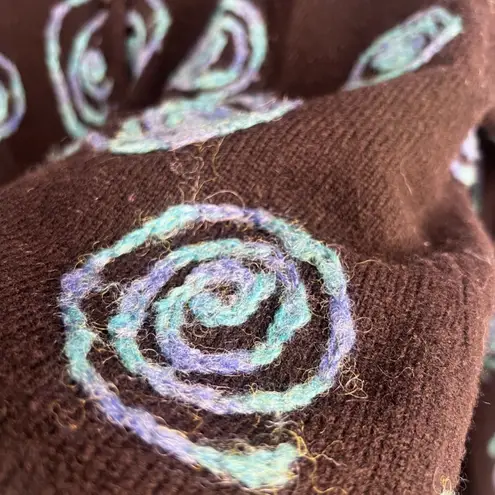 Sarah Spencer Lambswool Knit Swirl Artsy Cardigan Sweater Black Blue Size 2X