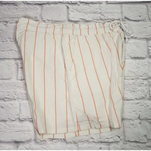 Abound  Womens Size Medium Ivory Coral Nancy Stripe Pull On Pocket Shorts