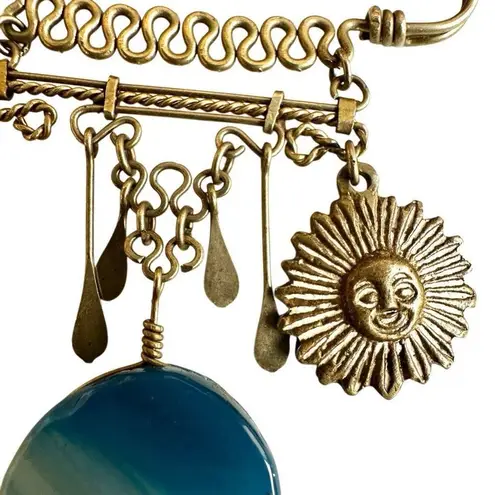 VINTAGE AZTEC WIRE PIN DANGLE SILVER TONE