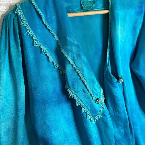 Gunne Sax Jessica’s Gunnies Womens Size Medium Vintage Tie Dye Satin Crepe Cardigan Blouse