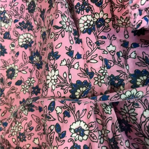 Roller Rabbit Cluny Brita Wrap Top Women S Pink Floral Ruffle V Neck Puff Sleeve