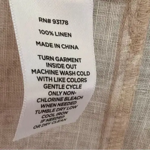 Magaschoni LINEN FLORAL PRAIRIE COTTAGECORE 3/4 SLEEVE TAN Cream Lace Dress S