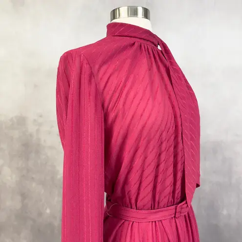 Henry Lee Womens Dress Vintage Pink Secretary Bow 80s Modest Size Medium USA