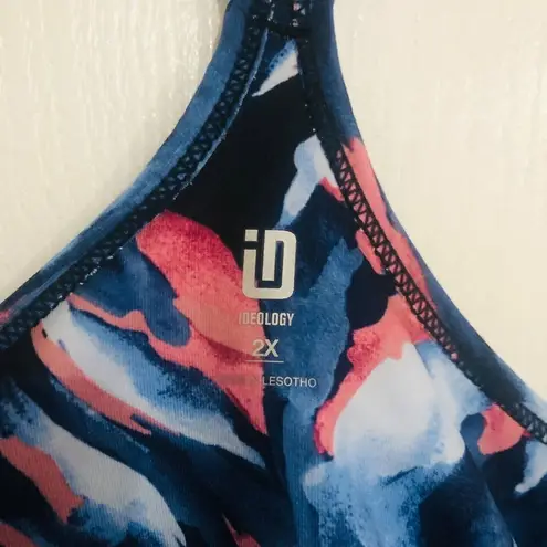 Ideology Women's Low-Impact Sports Bra Painterly Black Tie Dye Plus Size 2X NWT