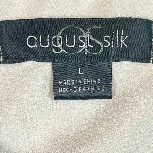 August Silk 1/2 Button Long Sleeve Blouse Large