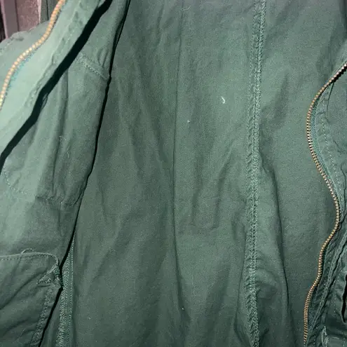 Angel Kim Olive Green Utility Jacket | Hooded Military Anorak Field Coat | Size Size M