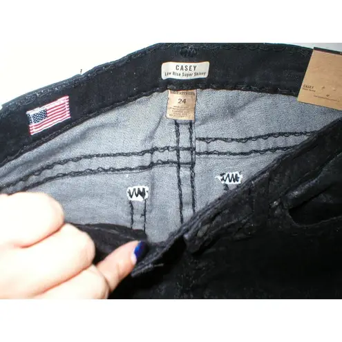 True Religion New $358 Womens  Brand Jeans Skinny Black 24 NWT USA Super T Casey
