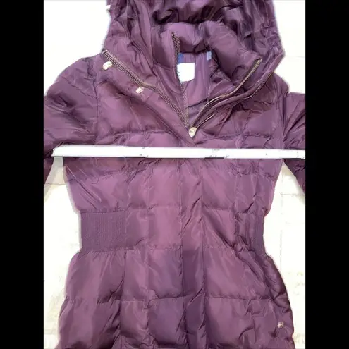 Cole Haan  Signature Hooded Down‎ & Feather Long Puffer Jacket Coat Purple Size S