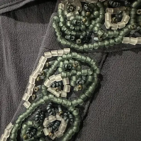 Boden Deep Violet Puff Long Sleeve Blouse Beaded Embellishments Collar Size 8 M Purple