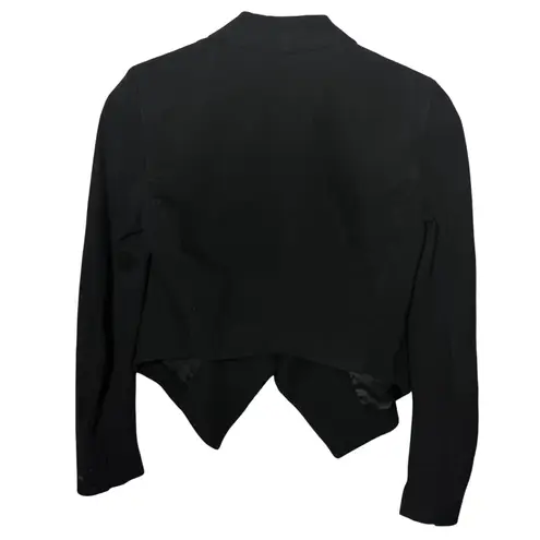 Alice + Olivia ‎ Black Leather Drape Front Jacket Goat Leather Blazer Formal Fall