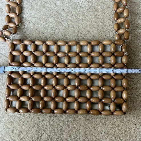 Vintage Small Tan Wooden Bead Japanese Purse