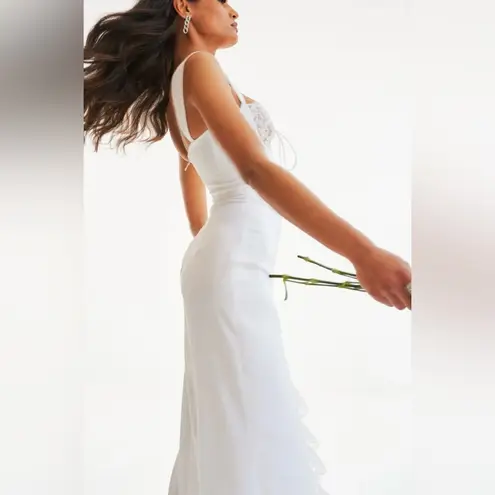 Miss Circle Freddie White Lace Satin Maxi Corset Dress size XXS US 0