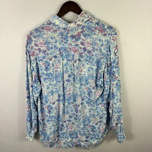 2 Of Us Floral Button Down Shirt Women S Blue Purple Indie Grunge Y2K Soft Girl