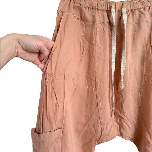 Free People Movement Harem Slouchy Pants Drawstring Pockets S Peach Orange Pink