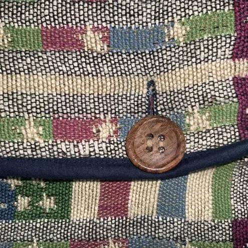 Vintage New Identity Patriotic Flag & Stars Tapestry Cropped Cotton Jacket Large Green