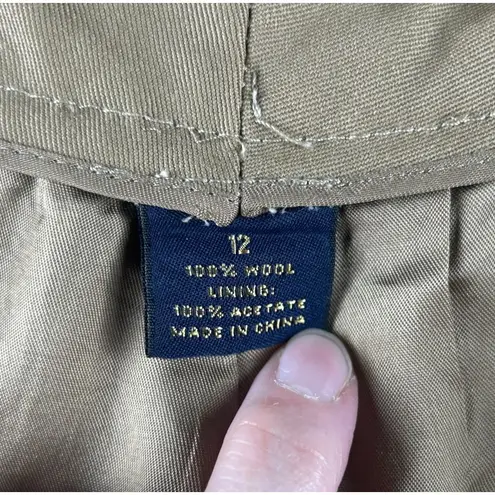 Women's 100% Wool Wide Leg Pant Size 12 Tan Satin