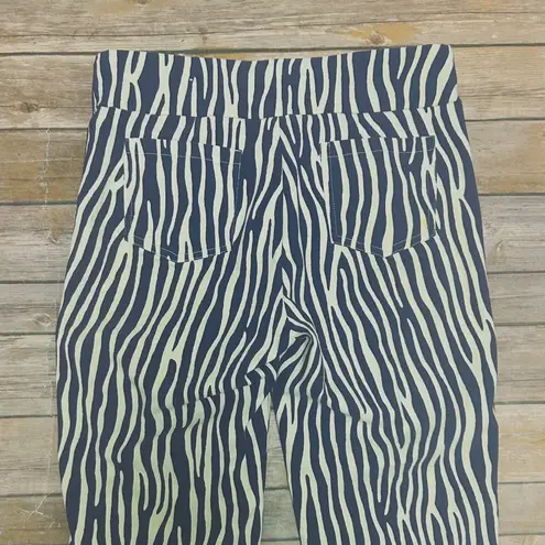 J. McLaughlin Navy Off White Animal Marie Amelia Cloth Slim Fit Straight Pants 2