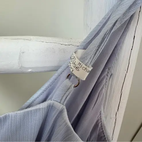 Rumor Light Blue Belted Flared Ruffle Bottom Mini Dress SZ Small