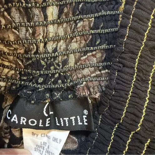 Carole Little Long Boho women Skirt with Sunflowers for Fall Size 12 Vintage Black