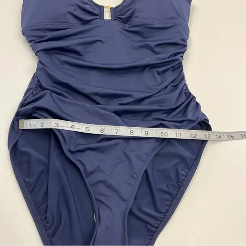 Lauren Ralph Lauren Ring Over The Shoulder One Piece Swimsuit Navy Blue 14 NWOT