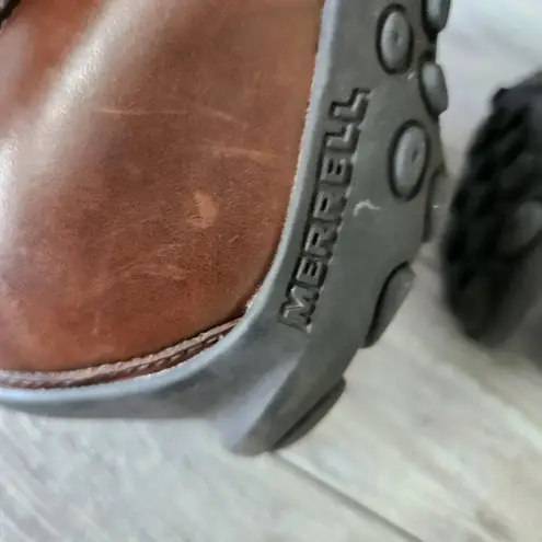 Merrell Plaza Glide Wedges Shoes 8 Saddle Brown Leather Driving Loafers Slip On