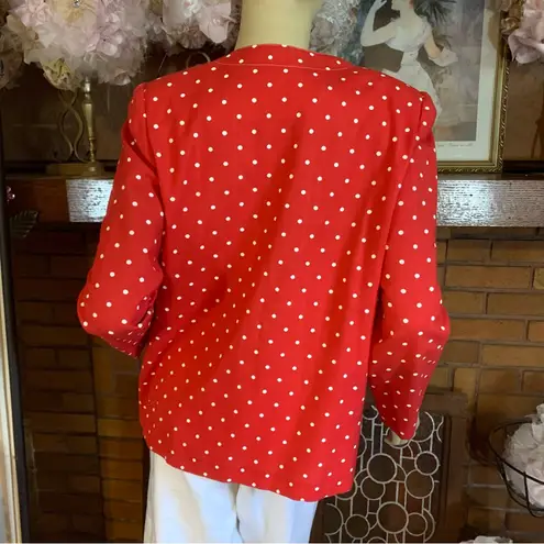 VINTAGE 1980'S LESLIE FAY RED & WHITE POLKA DOT COTTON JACKET (10)